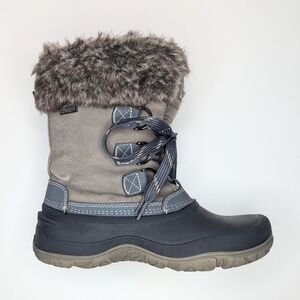 Khombu Slope Winter Snow Boots Suede Leather Rubber Faux Fur Size 7